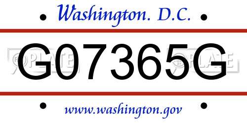 G07365G District Of Columbia License Plate