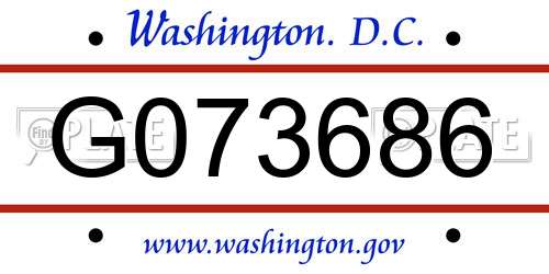 G073686 District Of Columbia License Plate