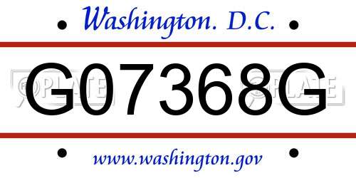 G07368G District Of Columbia License Plate