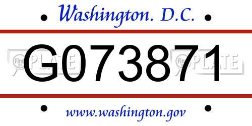G073871 District Of Columbia License Plate