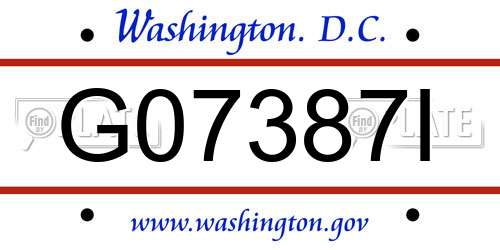 G07387I District Of Columbia License Plate