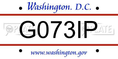 G073IP District Of Columbia License Plate