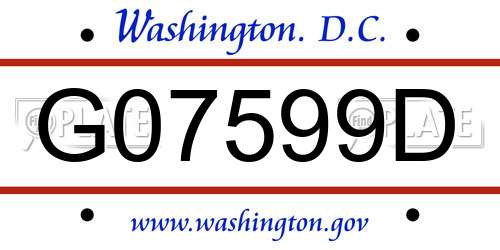 G07599D District Of Columbia License Plate