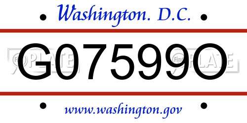 G07599O District Of Columbia License Plate