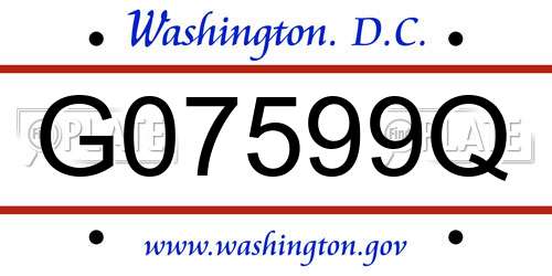 G07599Q District Of Columbia License Plate