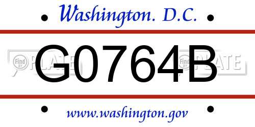 G0764B District Of Columbia License Plate