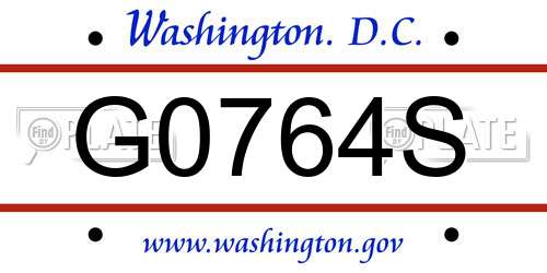 G0764S District Of Columbia License Plate