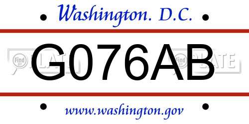 G076AB District Of Columbia License Plate