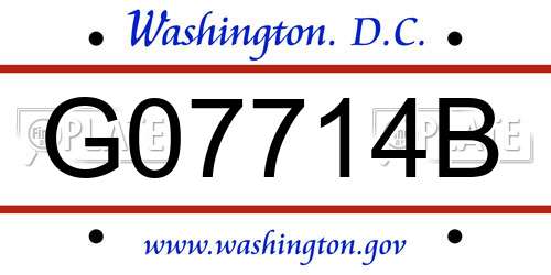 G07714B District Of Columbia License Plate