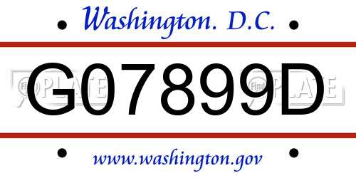 G07899D District Of Columbia License Plate