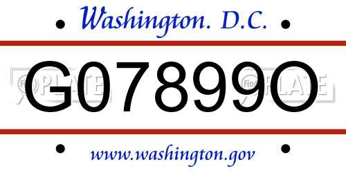 G07899O District Of Columbia License Plate