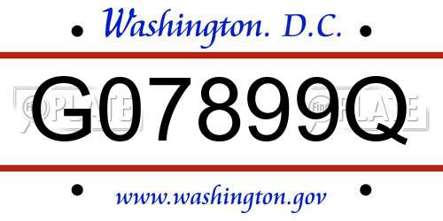G07899Q District Of Columbia License Plate