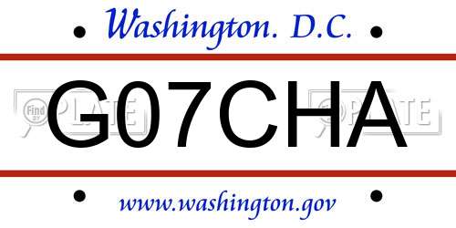 G07CHA District Of Columbia License Plate