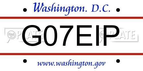 G07EIP District Of Columbia License Plate