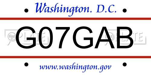 G07GAB District Of Columbia License Plate