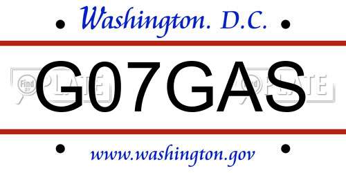 G07GAS District Of Columbia License Plate