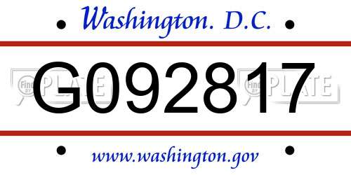 G092817 District Of Columbia License Plate