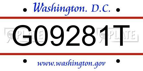 G09281T District Of Columbia License Plate