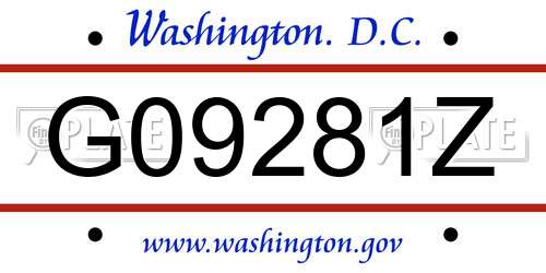 G09281Z District Of Columbia License Plate