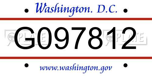 G097812 District Of Columbia License Plate