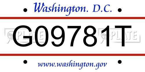 G09781T District Of Columbia License Plate