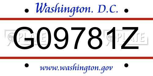 G09781Z District Of Columbia License Plate
