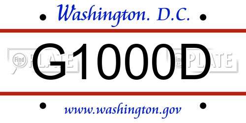 G1000D District Of Columbia License Plate