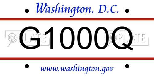 G1000Q District Of Columbia License Plate