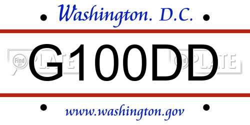 G100DD District Of Columbia License Plate
