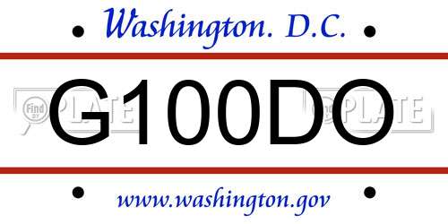 G100DO District Of Columbia License Plate