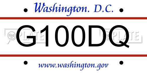 G100DQ District Of Columbia License Plate