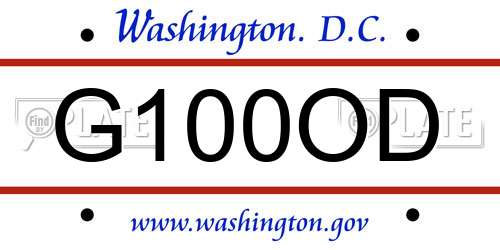 G100OD District Of Columbia License Plate