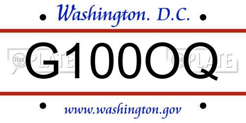 G100OQ District Of Columbia License Plate