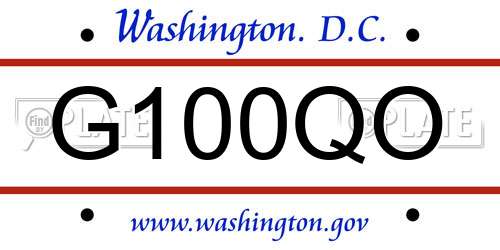 G100QO District Of Columbia License Plate