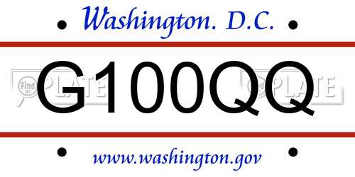 G100QQ District Of Columbia License Plate
