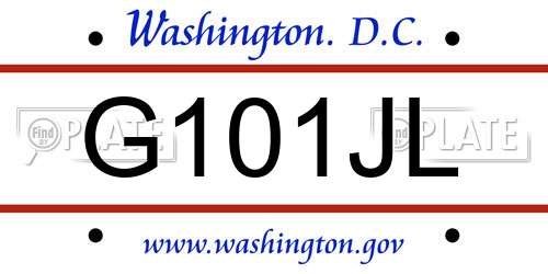 G101JL District Of Columbia License Plate