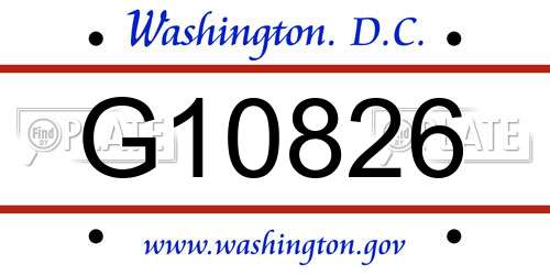G10826 District Of Columbia License Plate