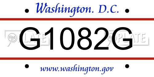 G1082G District Of Columbia License Plate