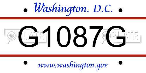 G1087G District Of Columbia License Plate
