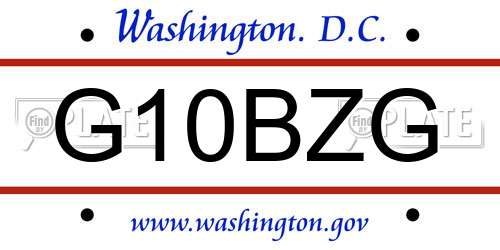 G10BZG District Of Columbia License Plate