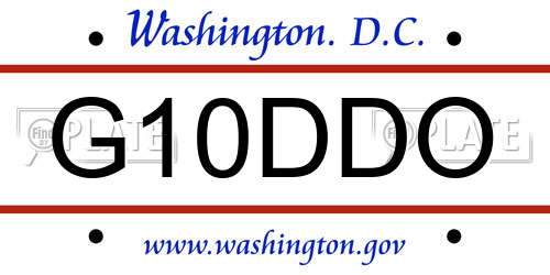 G10DDO District Of Columbia License Plate