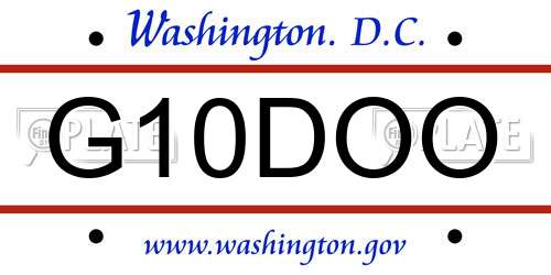 G10DOO District Of Columbia License Plate