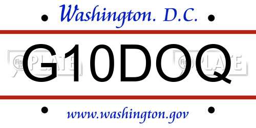 G10DOQ District Of Columbia License Plate