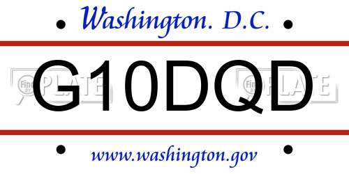 G10DQD District Of Columbia License Plate
