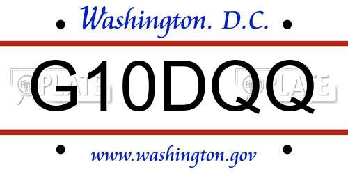 G10DQQ District Of Columbia License Plate