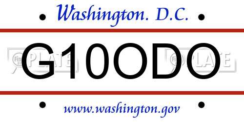 G10ODO District Of Columbia License Plate