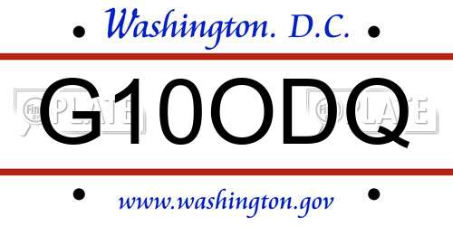 G10ODQ District Of Columbia License Plate
