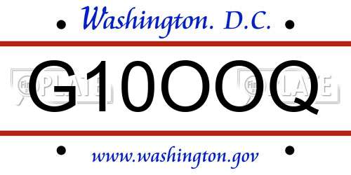 G10OOQ District Of Columbia License Plate