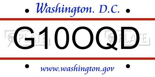 G10OQD District Of Columbia License Plate