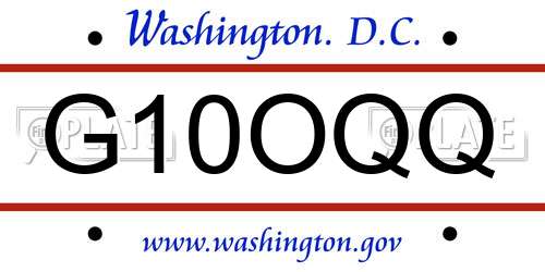 G10OQQ District Of Columbia License Plate